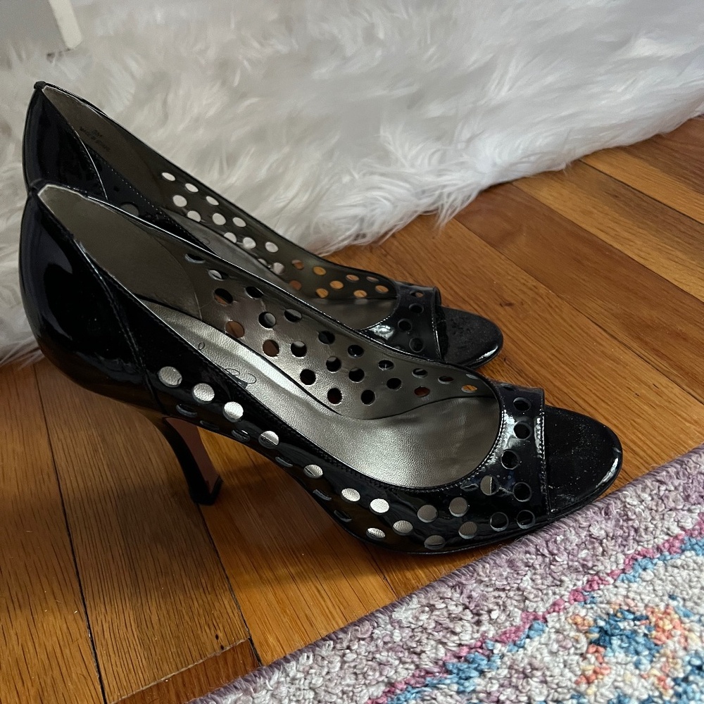 Stella Blu black patent peep toe, 8